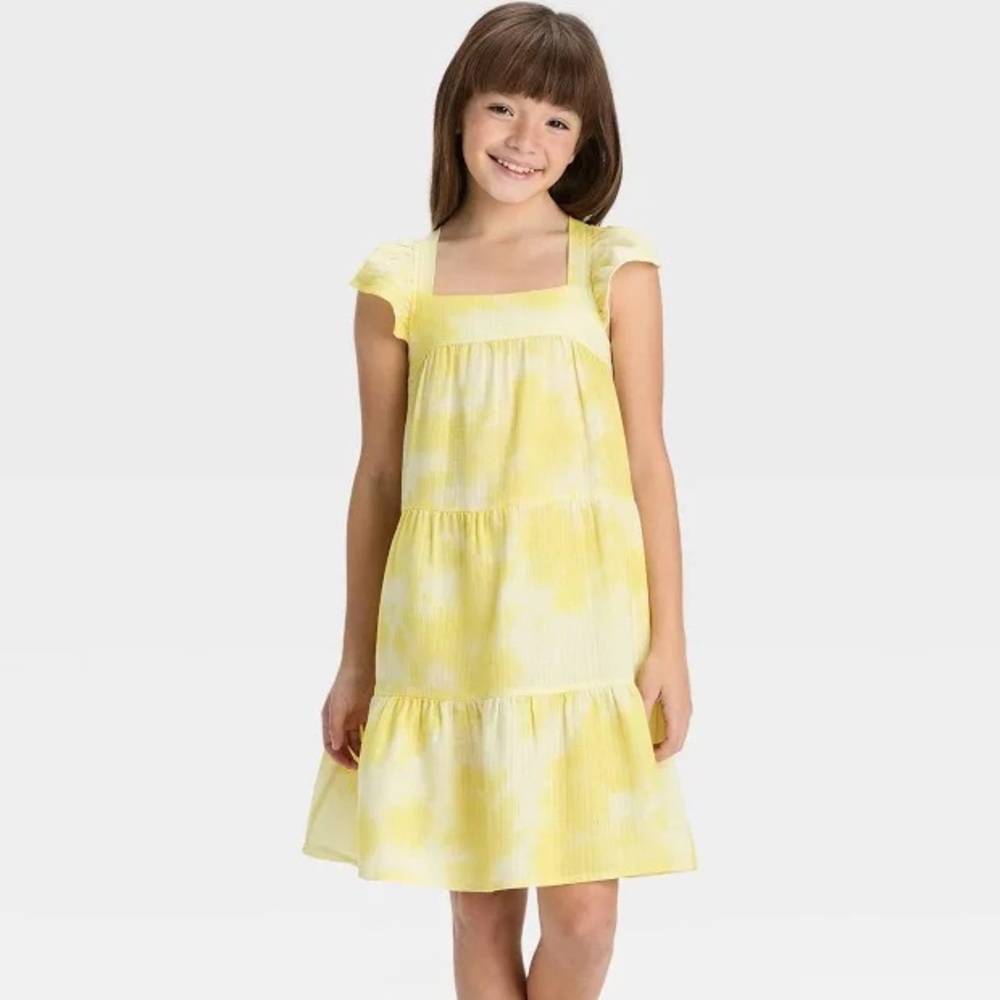 Cat & Jack Girls’ Sleeveless Woven Dress - Yellow